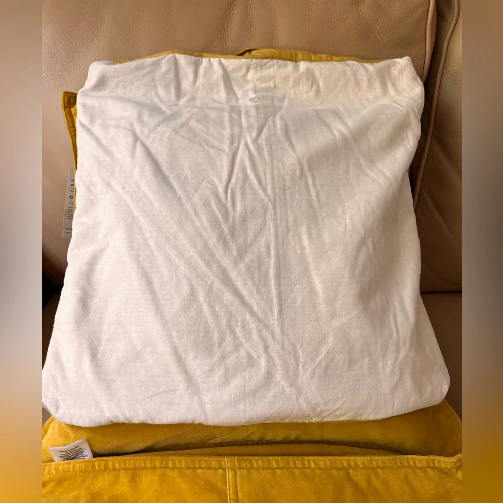 West Elm Velvet Washable Throw Pillow Cover Case Gold Yellow 18x18 Boho Chic